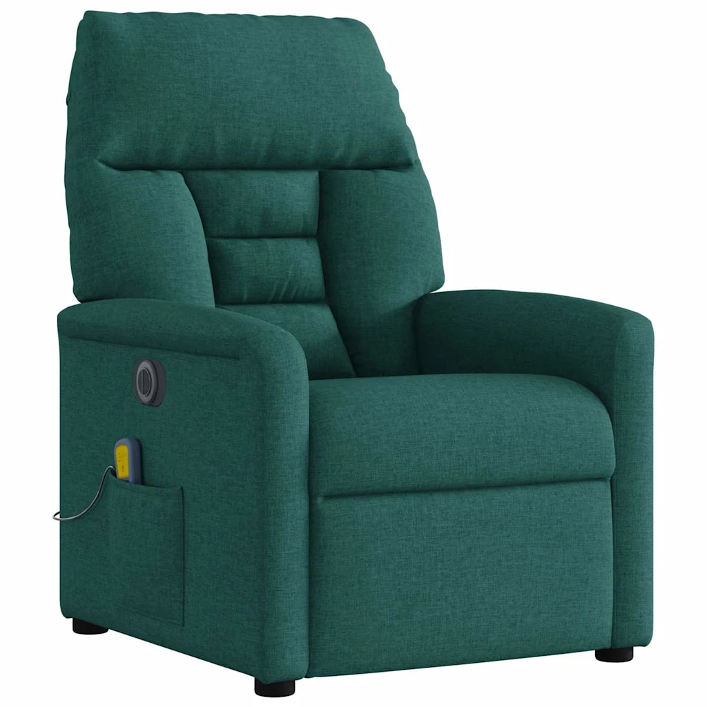 Poltrona Massaggiante Reclinabile Elettrica Verde Scuro Tessuto 3303028