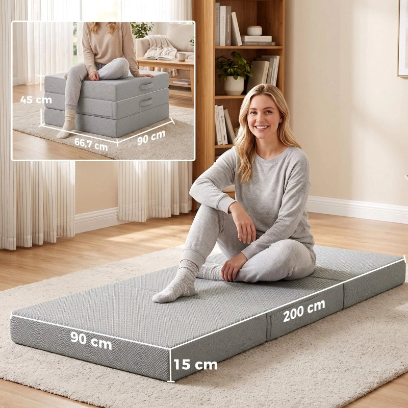 Materasso pieghevole in schiuma bianco 200x90 cm
