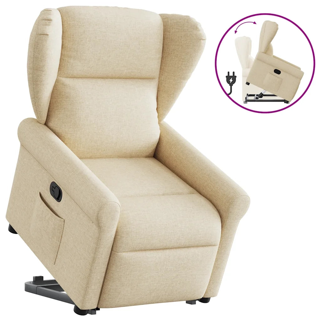 Poltrona Alzapersona Reclinabile Crema in Tessuto 3303382