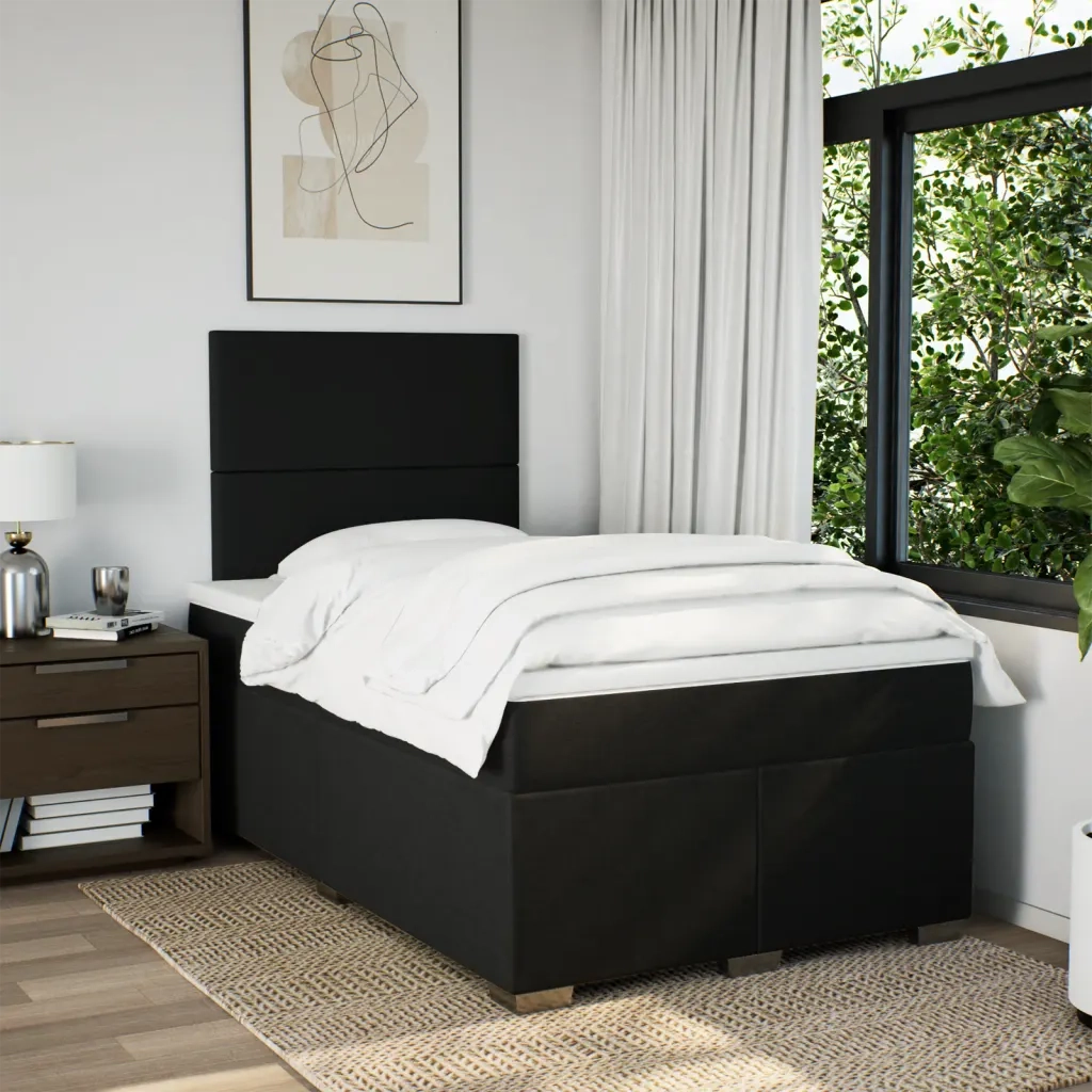 Giroletto a Molle con Materasso Nero 120x200 cm in Tessuto 3292750