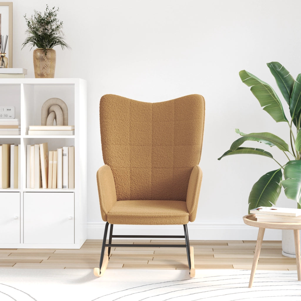 Poltrona Rilassante Beige in Tessuto Simil Lana Riccia