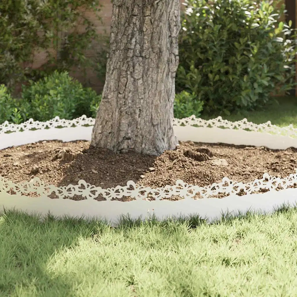 Bordure per prato 10 pcs Bianco 103 x 0,05 x 22 cm Acciaio 874810