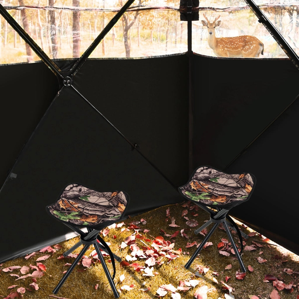 Set di 2 sgabelli da caccia pieghevoli, Sgabelli da esterno pieghevoli leggeri con tracolla 32x32x40cm-Tavoli e sedie da campeggio