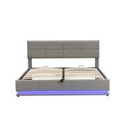 Letto Matrimoniale 180x200 Grigio con Contenitore Idraulico; LED 16 Colori e Testiera Regolabile