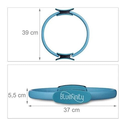 Anello Pilates da 39 cm con doppie maniglie per yoga anello di resistenza in schiuma imbottita turchese 0713010
