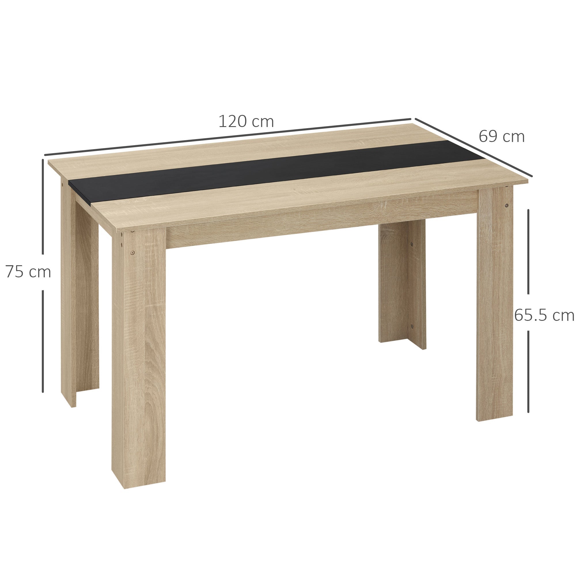 Tavolo da Pranzo Moderno per 4-6 Persone 120x69x75 cm Nero e Legno