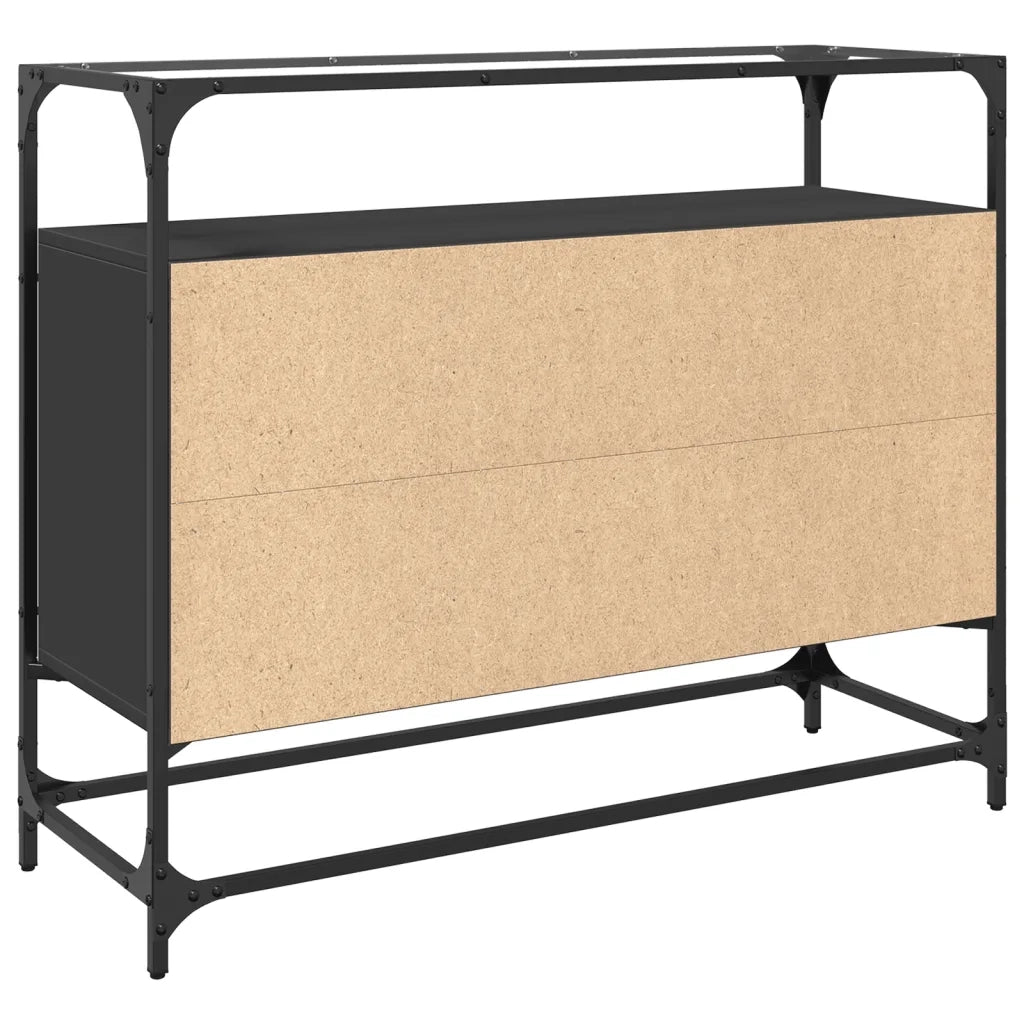 vidaXL Credenza con Piano in Vetro Nero 98x35x81cm Legno Multistrato