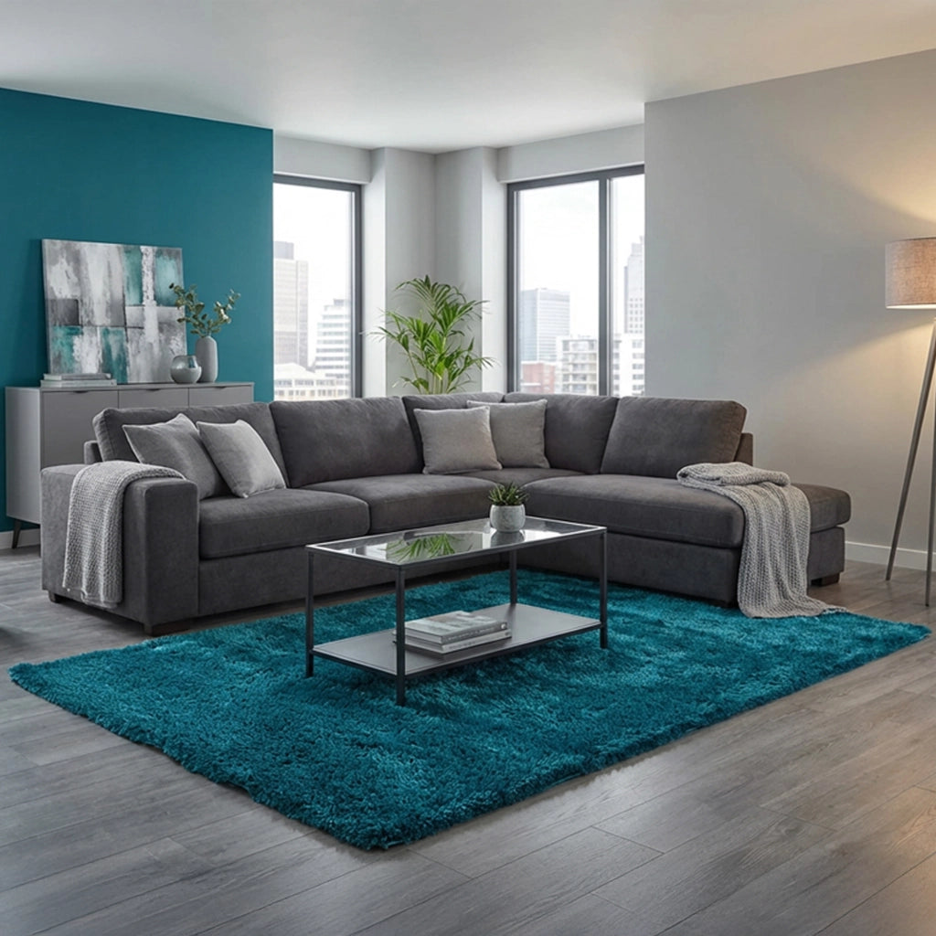 Latisa, Tappeto Altezza Pelo 35 mm 100% Poliestere, 67x67 cm Azzurro Turchese