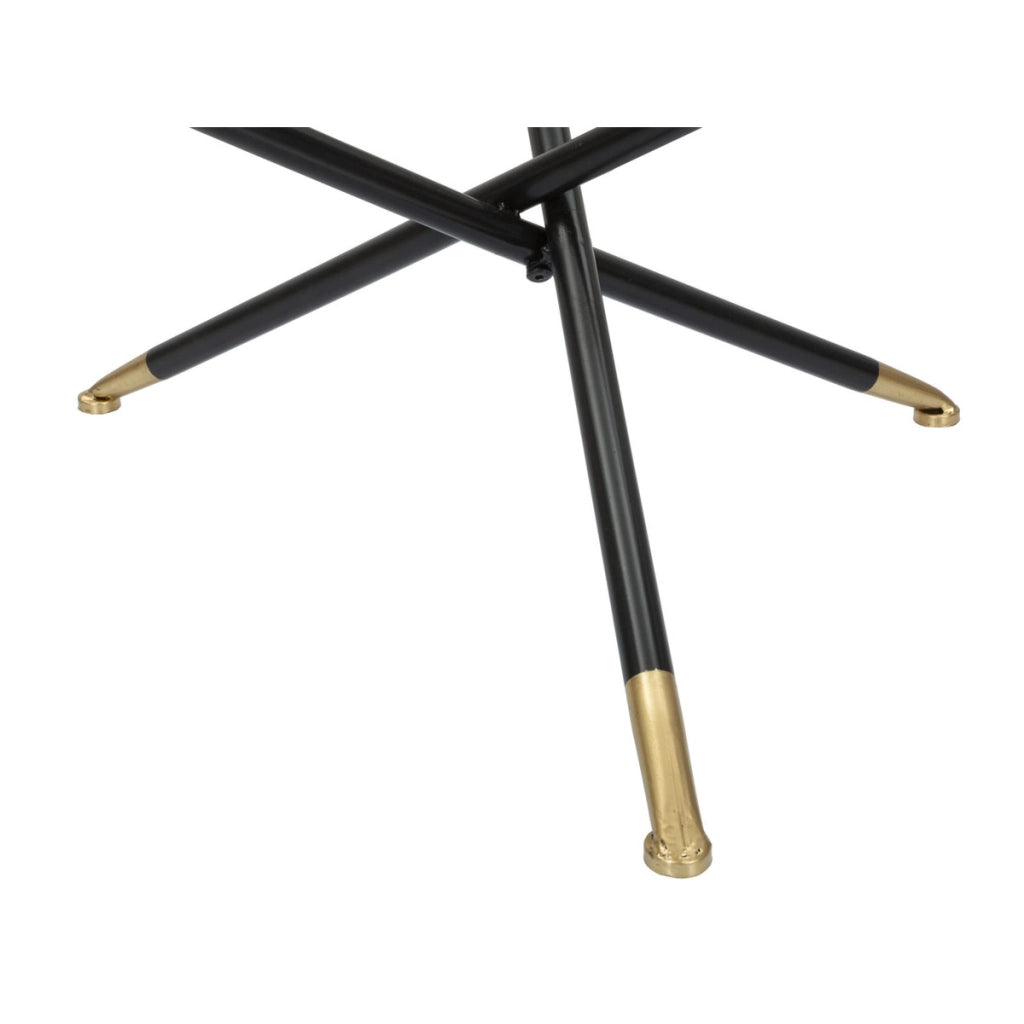 Tavolino da caffè rotondo Saint Barth con piano in vetro, ferro e rattan — Ø 80x46,5 cm