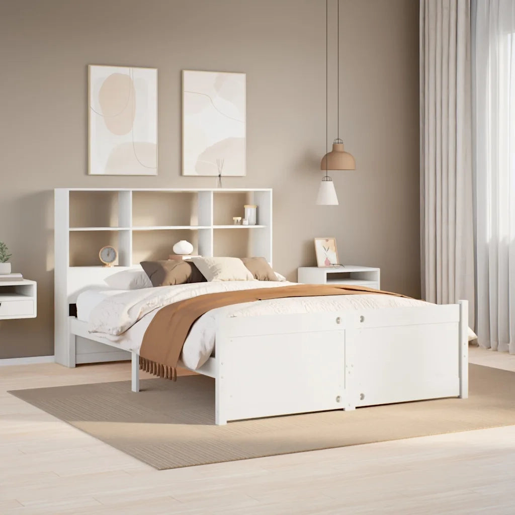 Letto Libreria senza Materasso Bianco 120x200 cm Legno di Pino 3322470