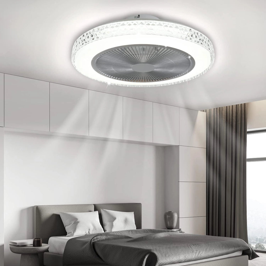ZMH Ventilatore da soffitto con luce e telecomando ventilatore a tempo Crystal Bedroom