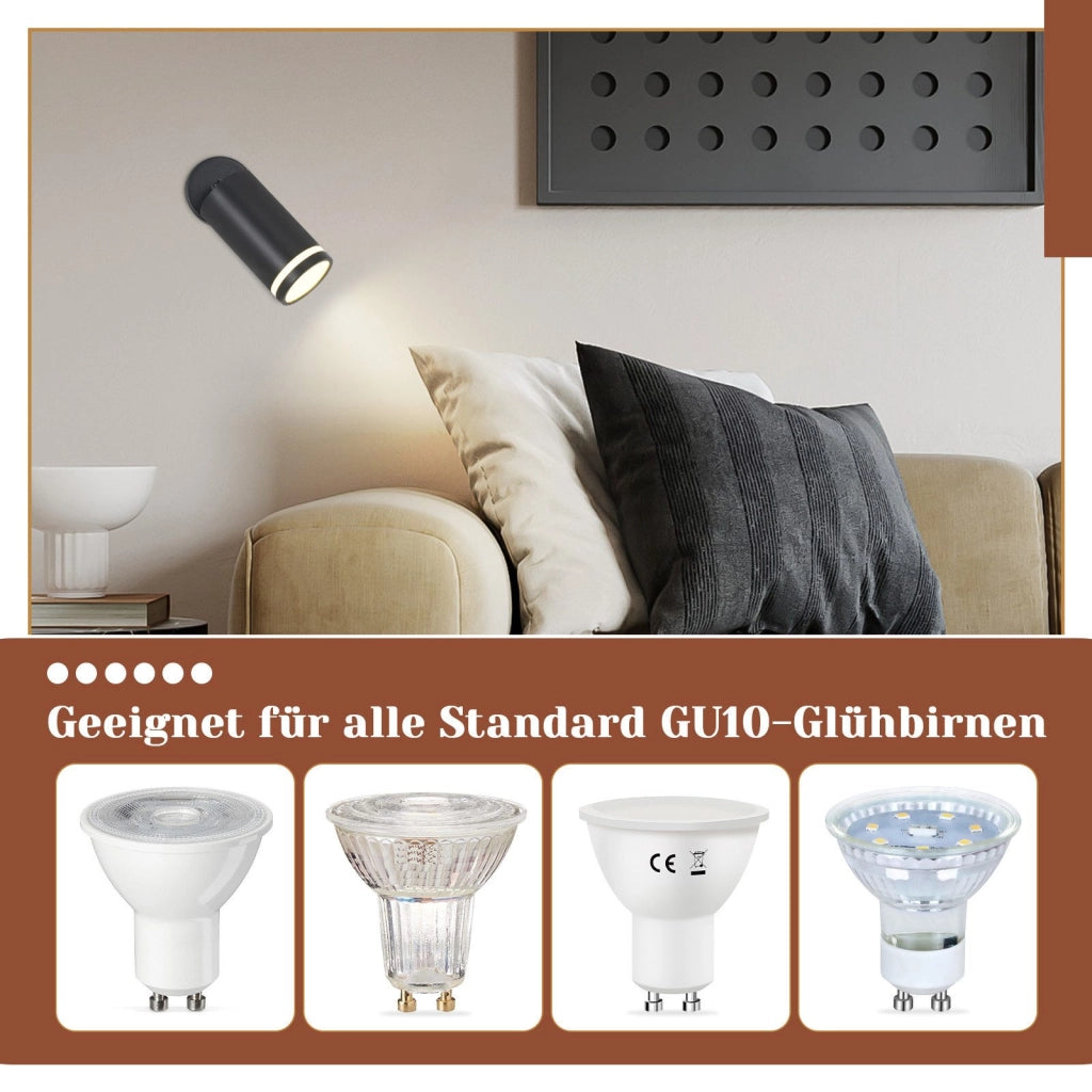 ZMH Faretto da soffitto nero 1 lampadina Plafoniera moderna GU10 faretti orientabili interno metallo