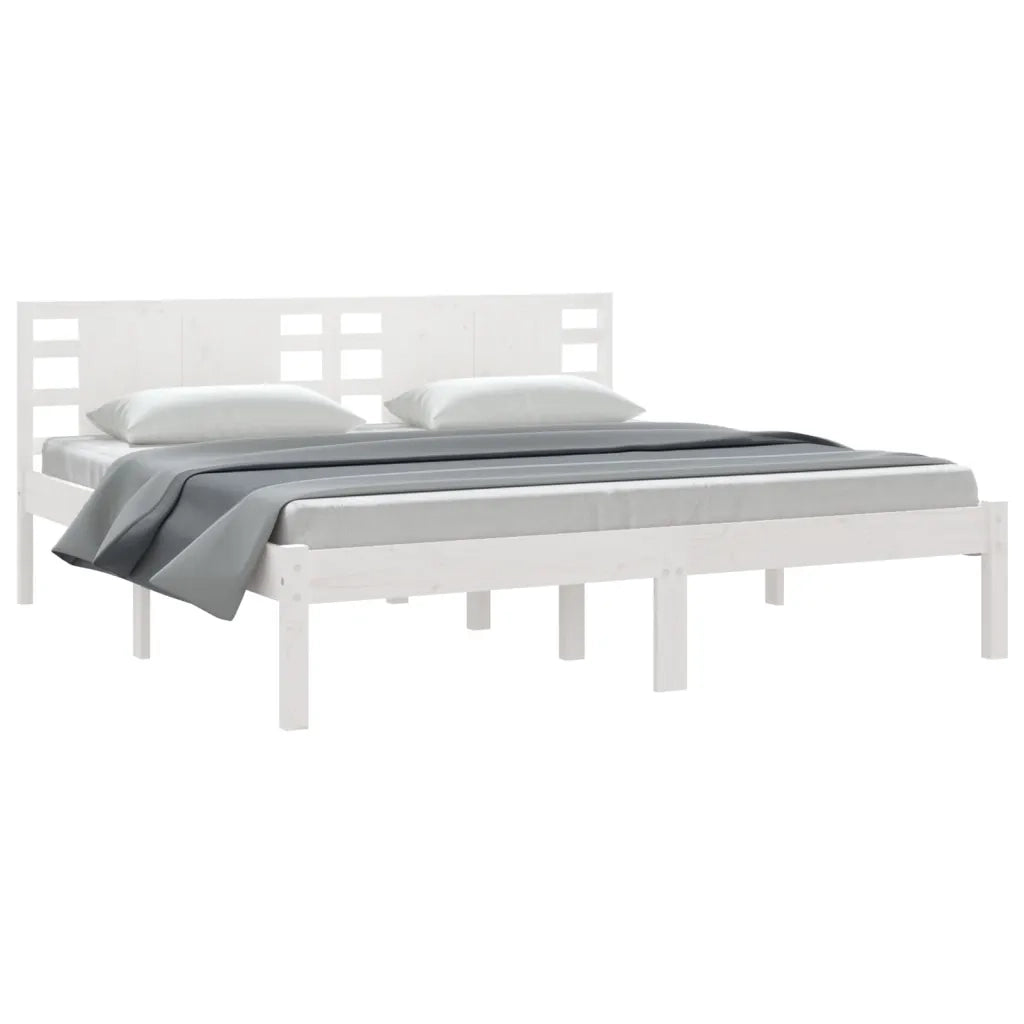 Giroletto senza Materasso-Struttura Letto Bianco 200x200 cm Legno Massello Pino 456710