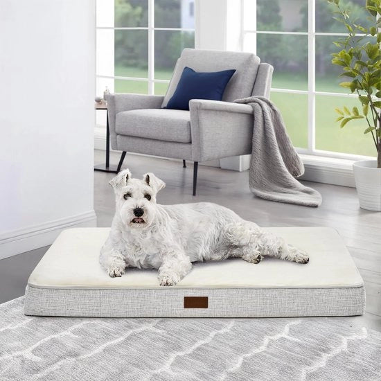 Letto per cani ortopedico per cani grandi, cuscino antiscivolo per cani, asciugabile, guanciali morbidi per cani, letto per cani estraibile, 112 x 81 x 8 cm, bianco, 1 pezzo