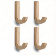 Set da 4 di chiodi a forma J in legno | Legno naturale lucidato | Stile rustico | Per spazi di cucina e soggiorno