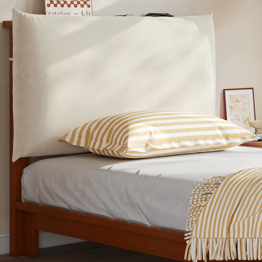 Letto singolo imbottito con schienale a strappo; 90x200 cm; marrone