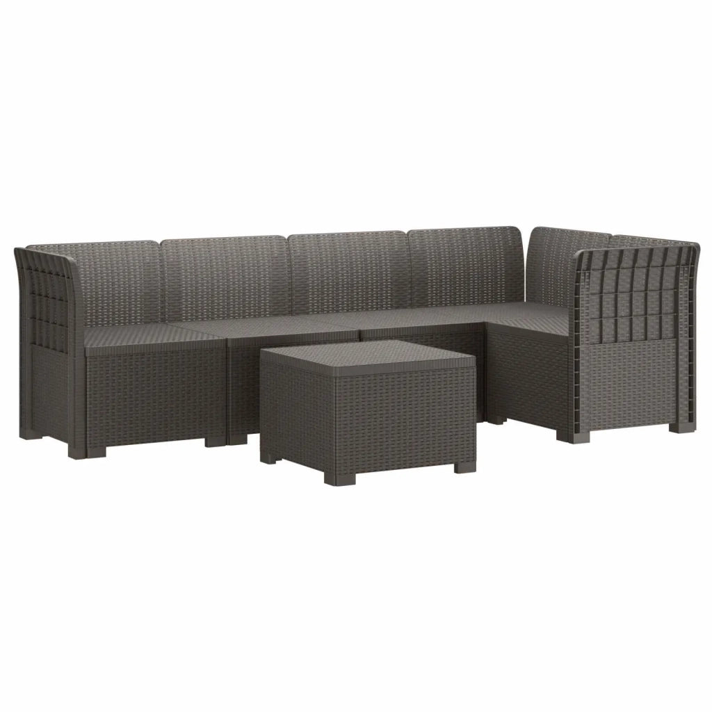 Divano da Giardino 5 Posti Stile Rattan PP Grigio Chiaro 3444069