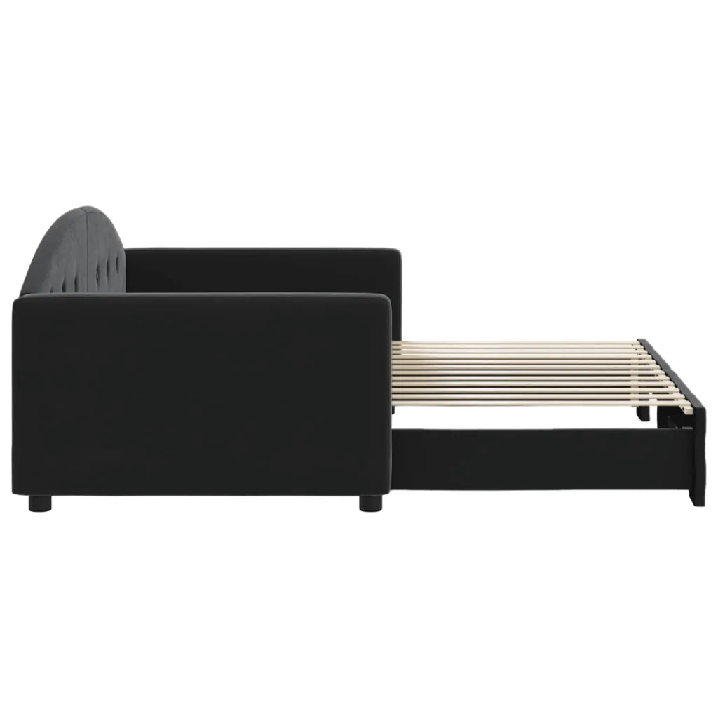 Divano Letto con Letto Estraibile Nero 90x200 cm in Velluto