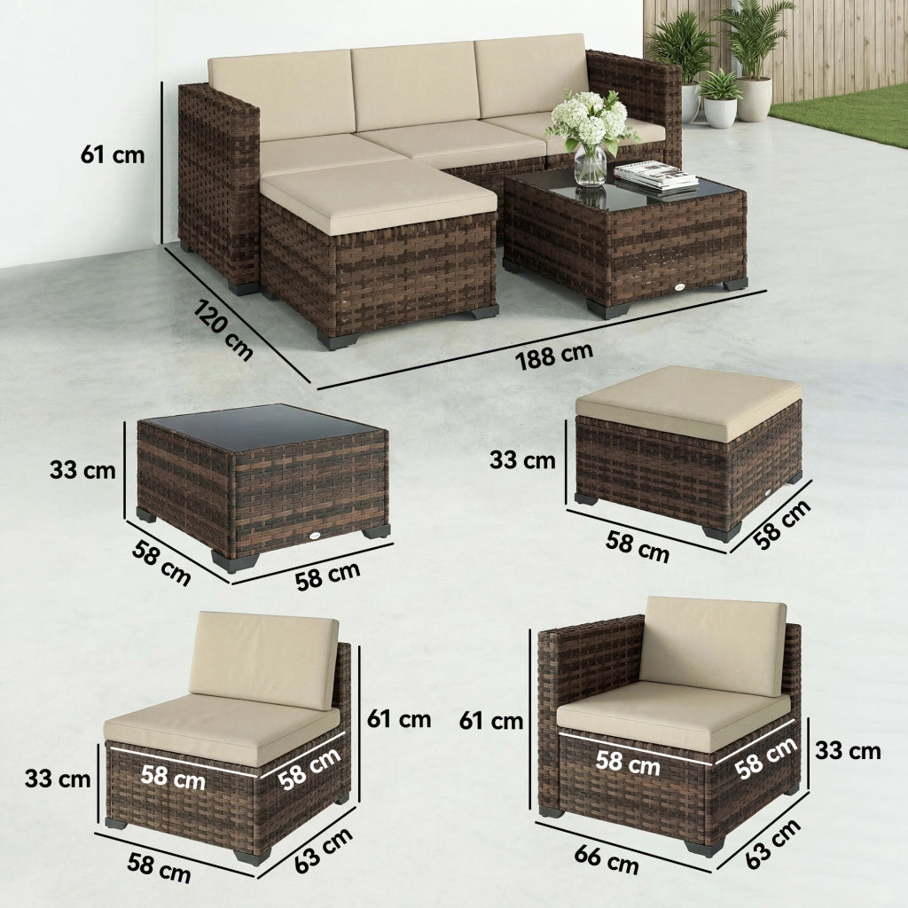 Set da giardino 5 pezzi in rattan con cuscini ¨C zephmum ¨C grigio
