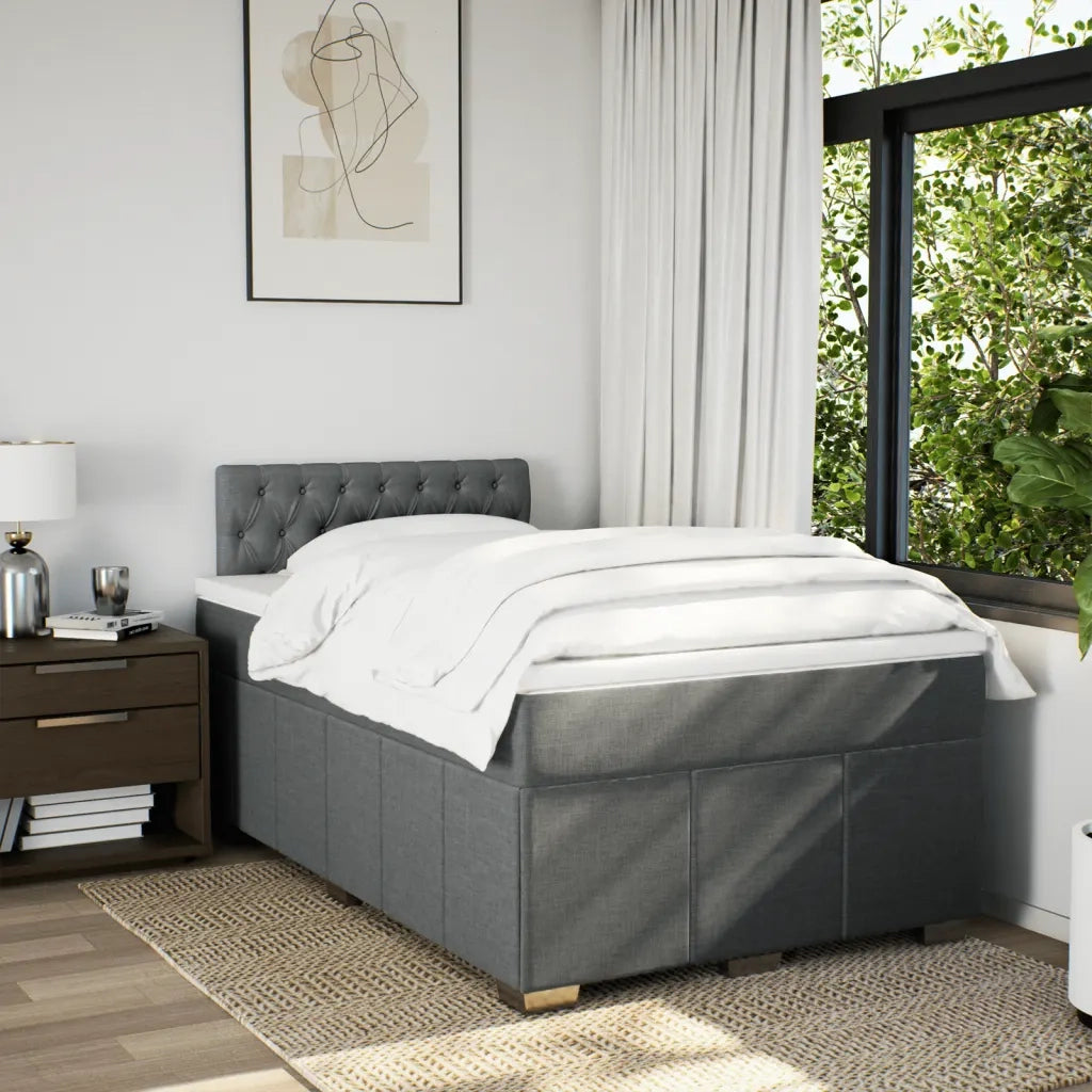 Giroletto a Molle con Materasso Grigio Scuro 120x190cm Tessuto