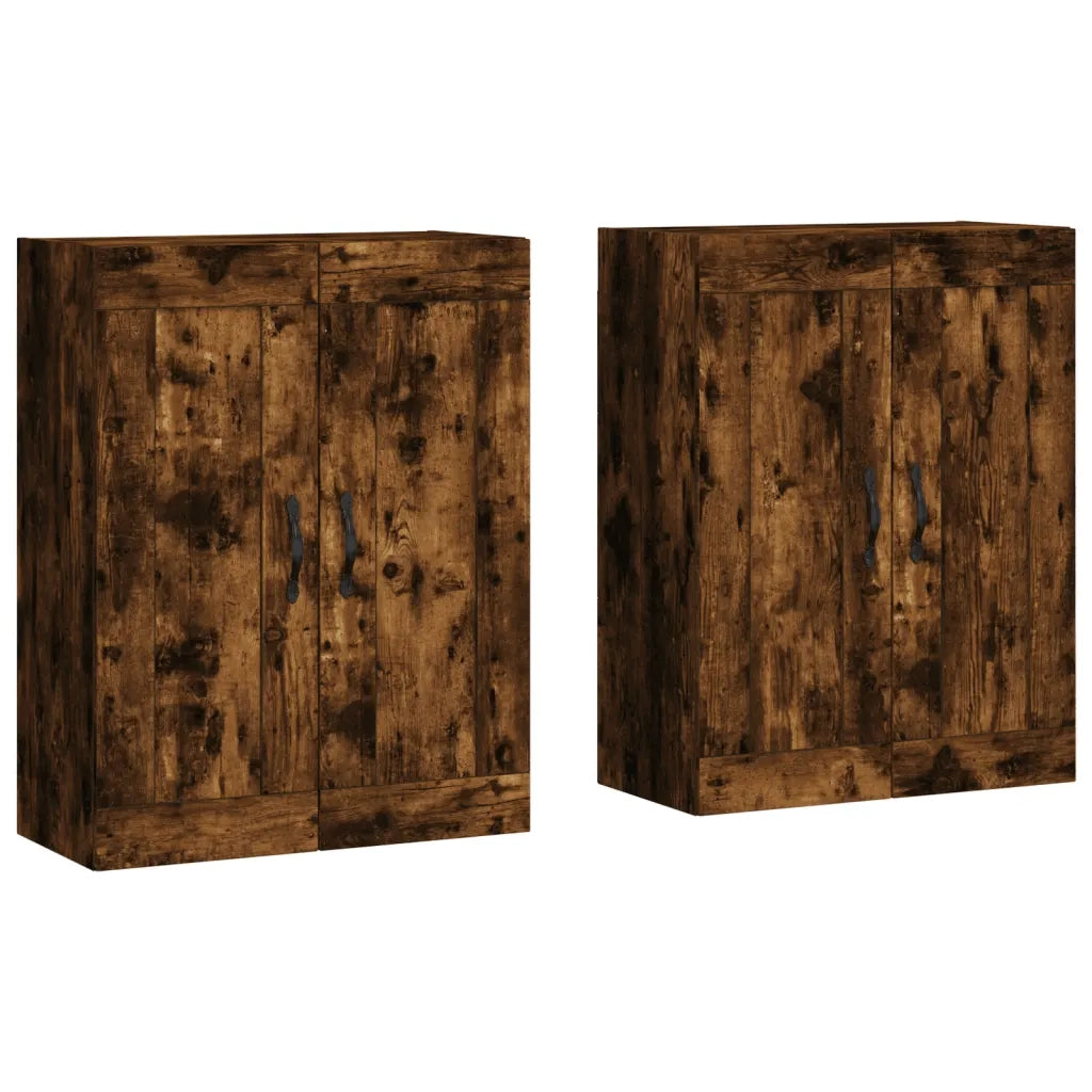 vidaXL Armadietti a Parete 2 pz Rovere Fumo in Legno Multistrato