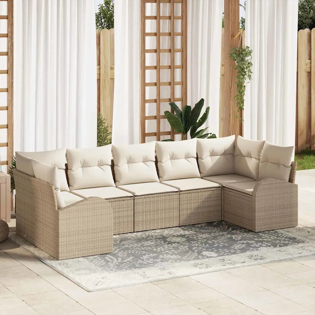 Set Divano da Giardino 7 pcs Beige e Bianco polyrattan 3354860