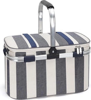 Borsa a forma di cono isolante con maniglia opaca e impermeabile con coperta per picnic e tenda da campeggio con strisce blu scuro