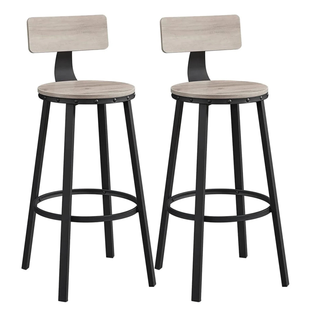 Set di 2 sgabelli da bar/sgabelli alti con schienale sedute da cucina struttura in acciaio montaggio facile altezza seduta 73 cm stile industriale beige e nero 12_0002533