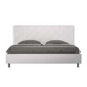 Letto matrimoniale king size senza rete imbottito 200x210 similpelle bianco Priya