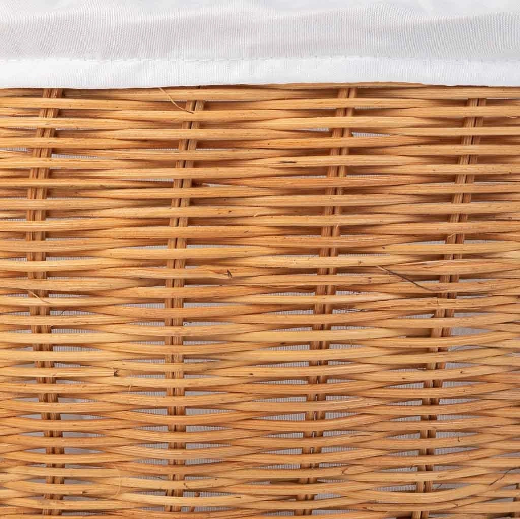 Cesto tondo in midollo con fodera marrone 28x28x15-33h