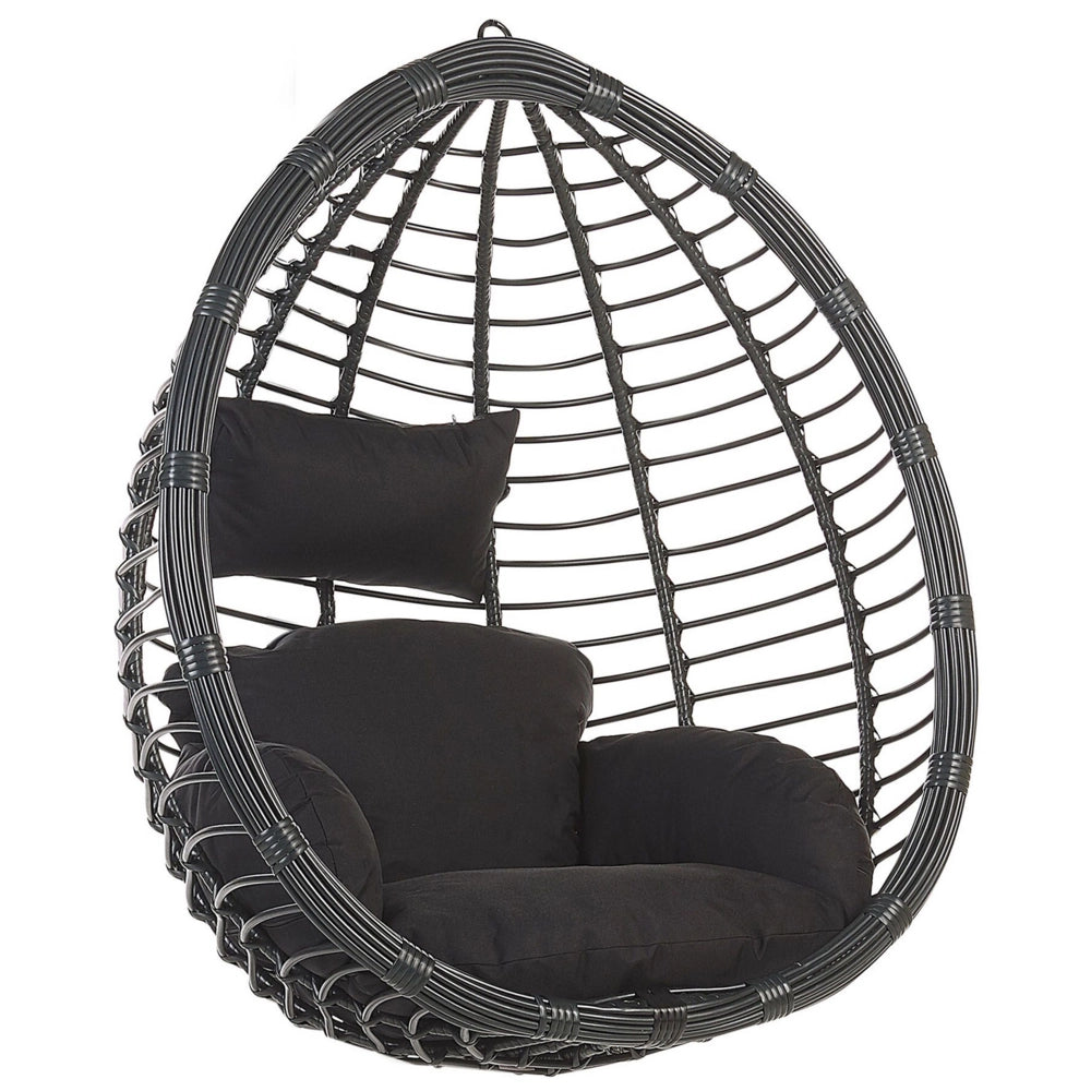 Sedia sospesa poltrona pensile in rattan Nero per interni ed esterni a forma di uovo a forma di uovo moderna Boho