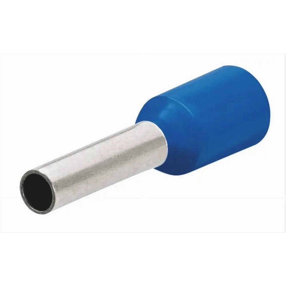 Trade Shop - Confezione 100 Pz Tubetto Capicorda Isolato Per Cavi 6 Mm² Terminale 12 Mm E6012 - Blu