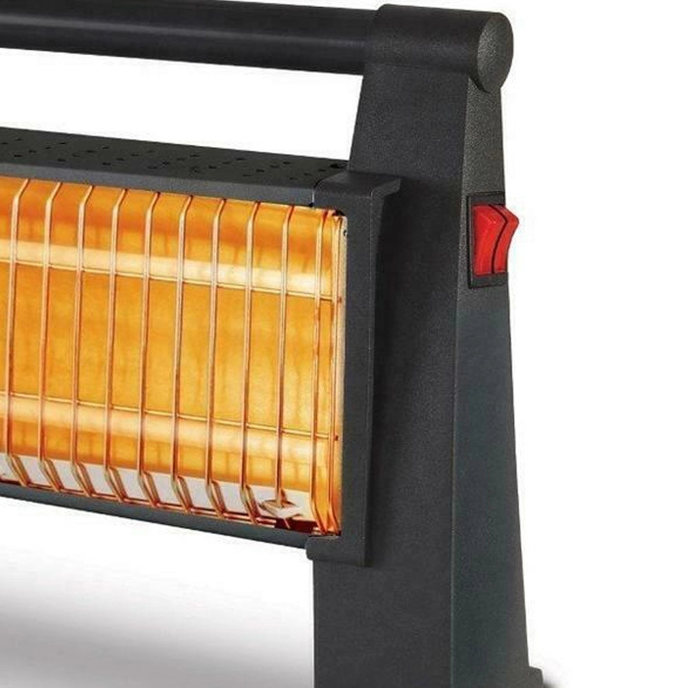 Stufa Riscaldatore Portatile al Quarzo 1200W con Riscaldatore Infrarossi e Interrutore Nero