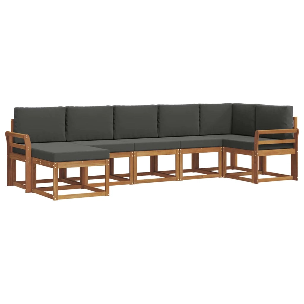 Set di divani da esterno con cuscino 7 pcs Naturale e Antracite