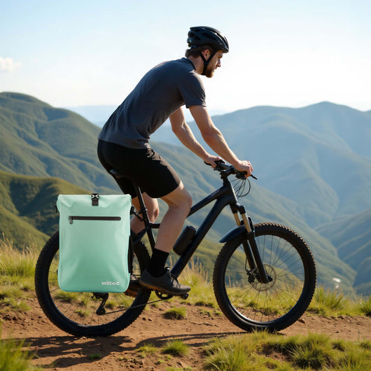 Borsa per bici 3in1 25 l verde-menta, impermeabile, montaggio al portapacchi posteriore, scomparto laptop, elementi riflettenti