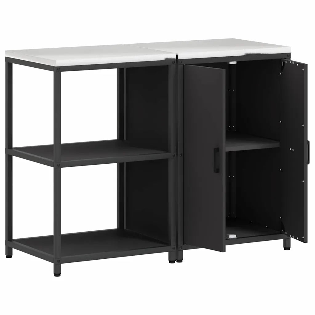 vidaXL Set di Stoccaggio per Cucina 2 pcs Nero 120 x 50 x 92 cm