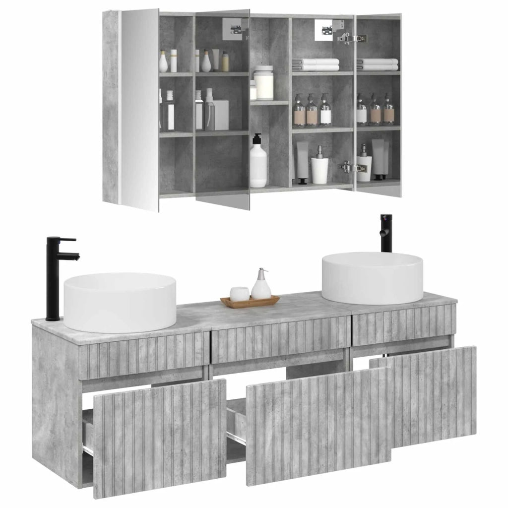 Set di Armadi da Bagno 4 pcs Grigio Cemento 3406666