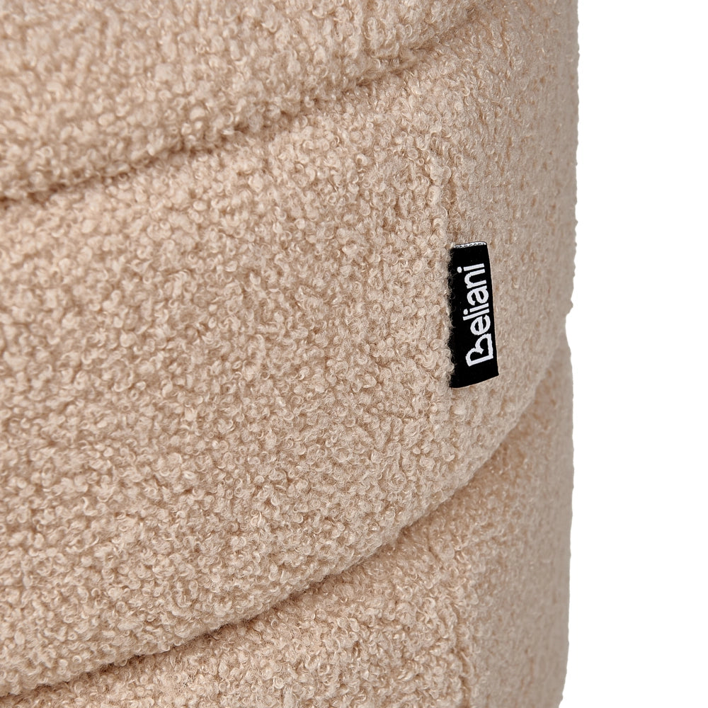 Sgabello Boucle beige con gambe in legno imbottite Stile moderno