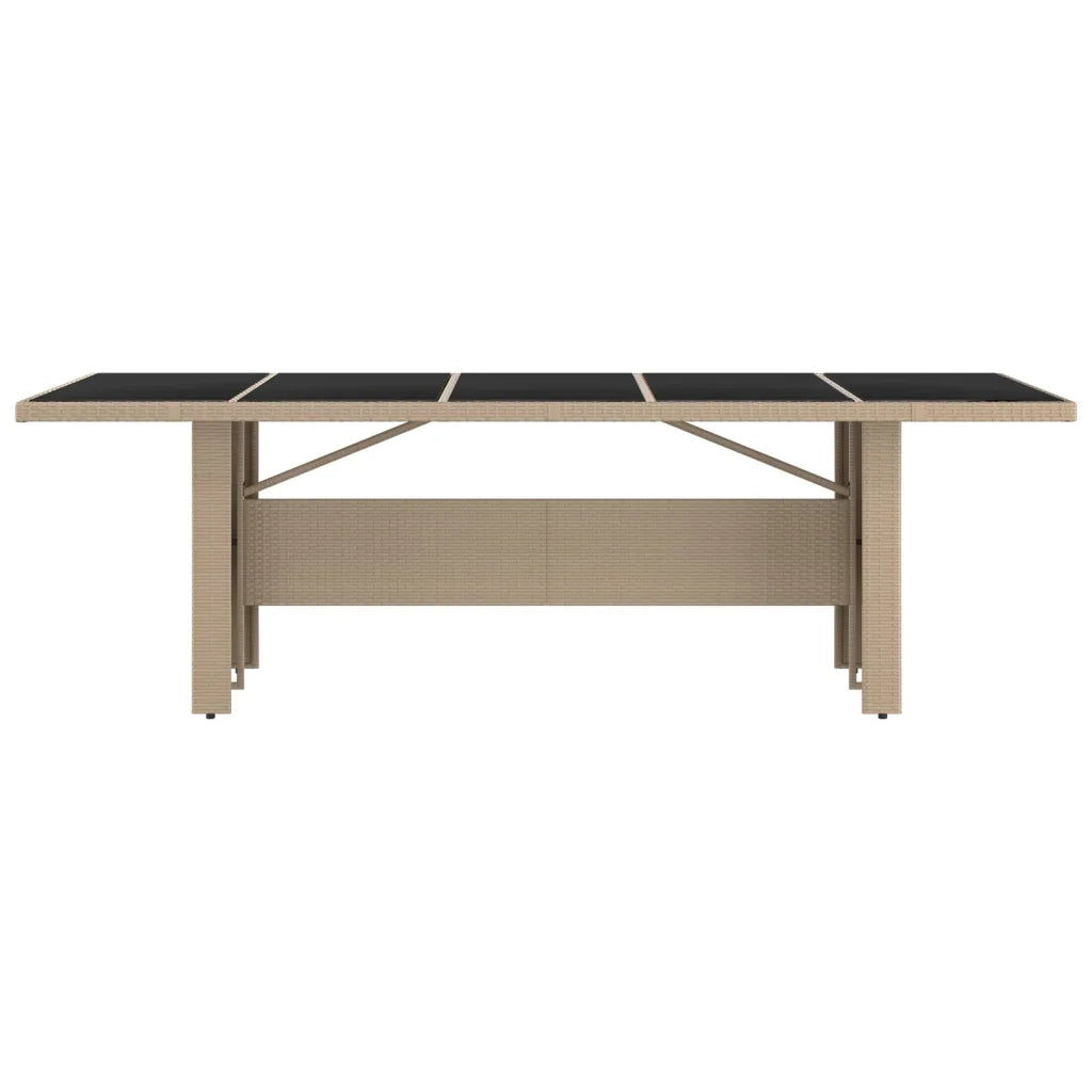 Tavolo da Giardino Piano Vetro Beige Polyrattan Vetro Temperato