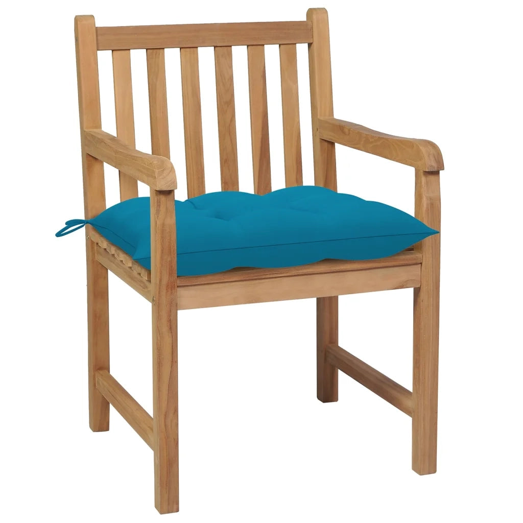 Sedie da Giardino 8 pz con Cuscini Azzurri in Massello di Teak cod mxl 8356