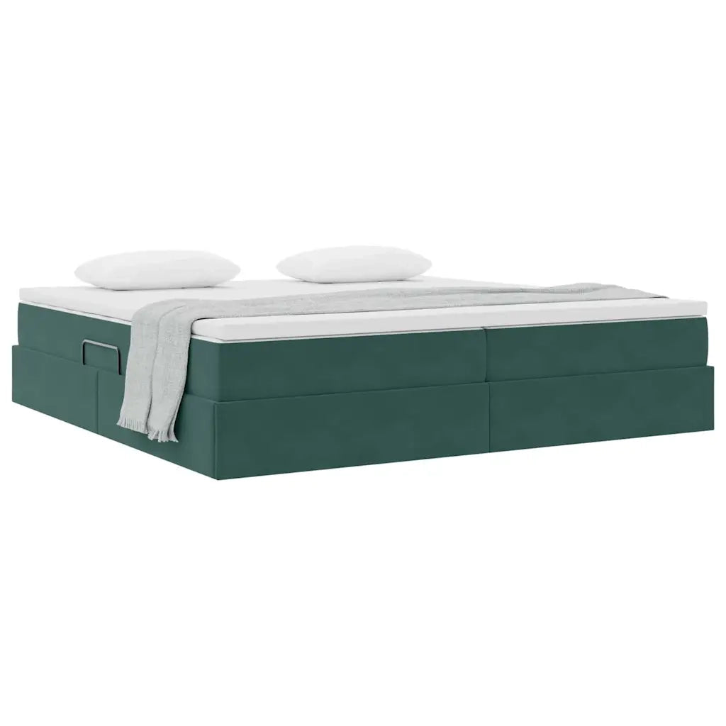 Letto con contenitore e materasso Verde Scuro 200 x 200 cm
