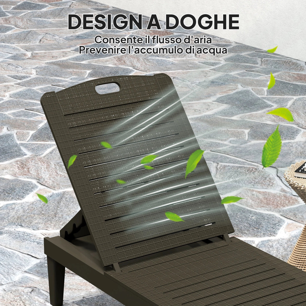 Lettino Prendisole con Schienale Regolabile ¨C Zephmum ¨C Effetto Rattan, Nero