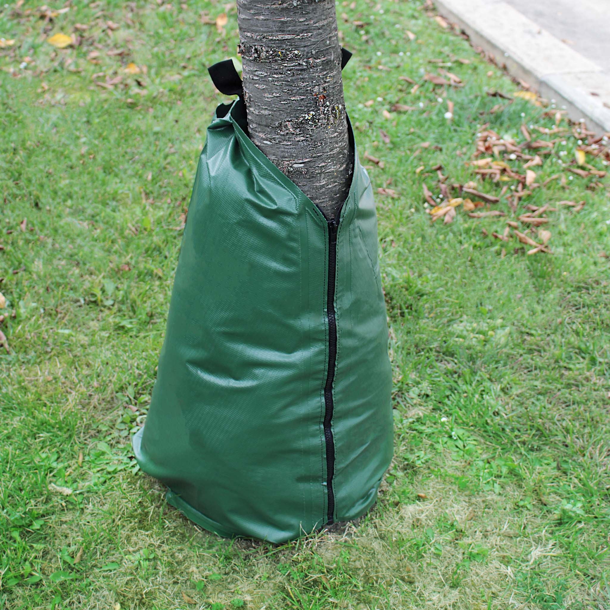 2 Sacchi per irrigare alberi 75 l in PVC, Sistema di irrigazione a goccia intorno ai tronchi