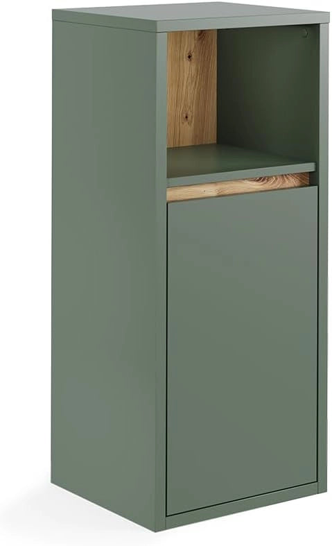 Mobiletto bagno Viola, Bianco, 38 x 80 cm, per montaggio a parete con vani a giorno e vani chiusi