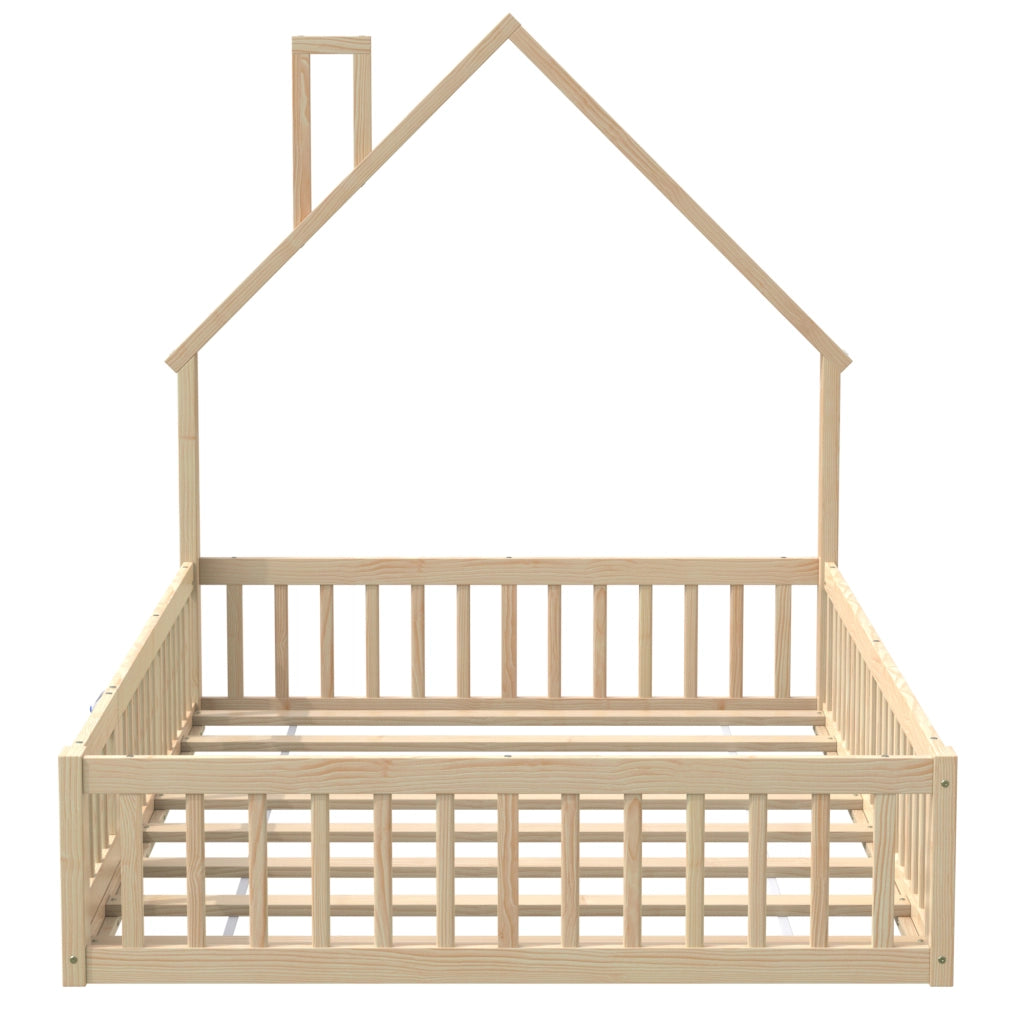 Letto Casetta per Bambini con Rete a Doghe ¨C MINIMAL ¨C Pino Naturale 140x200