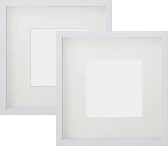 Pannello da foto 3D di alta qualità 23 x 23 cm con lista di oggetti profonda - Vetrina in vetro - Passe-partout beige - Adatto per foto da 13 x 13 cm