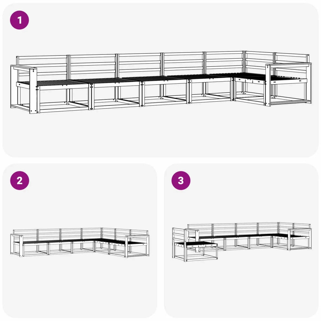 Set di divani da esterno 6 pcs Bianco 410 x 172,5 x 73 cm 3386518