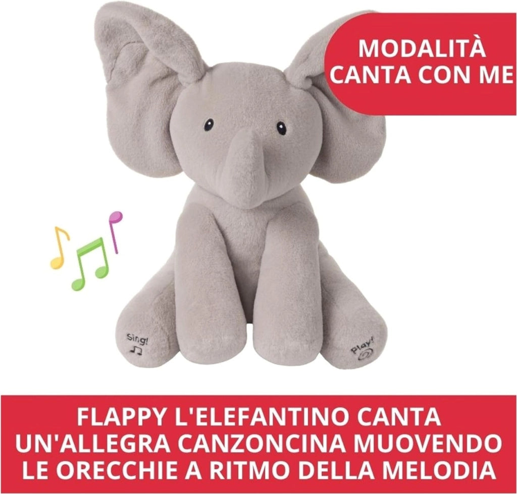 Flappy Elefantino Peluche Interattivo | Canta e parla in Italiano | Muove le orecchie | Peluche di 30.5 cm | Peluche per