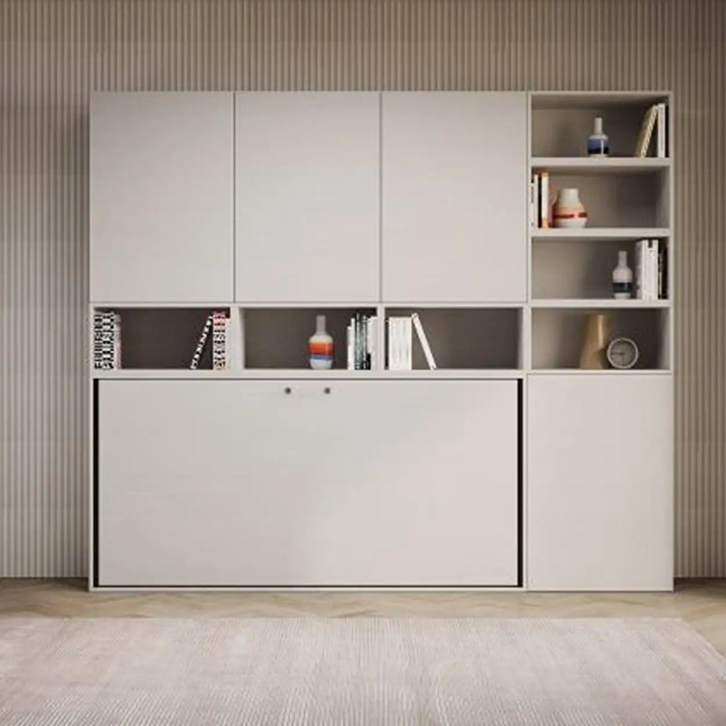 Letto singolo a scomparsa Kando comp.D con materasso bianco frassino