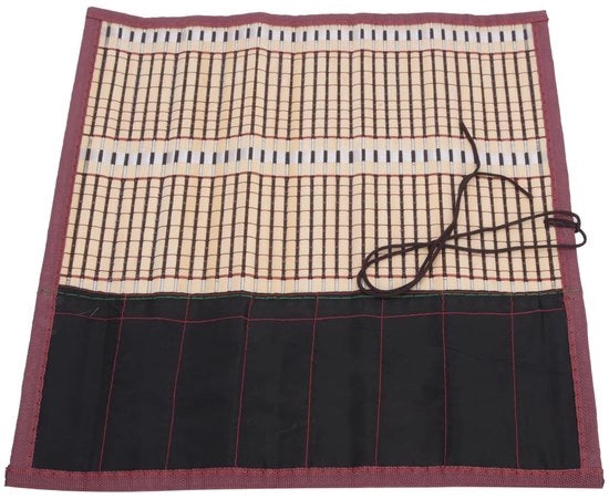 Pennelli per pennello Oproletui in bambù - 9 contenitori - Leggeri - Resistenti all'umidità - Respiranti - Dimensioni 30x35,5 cm - Tasca con cerniera per pennelli